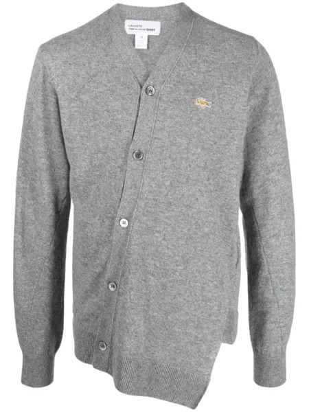 Comme Des Garçons Shirt шерстяной кардиган асимметричного кроя из коллаборации с Lacoste, серый