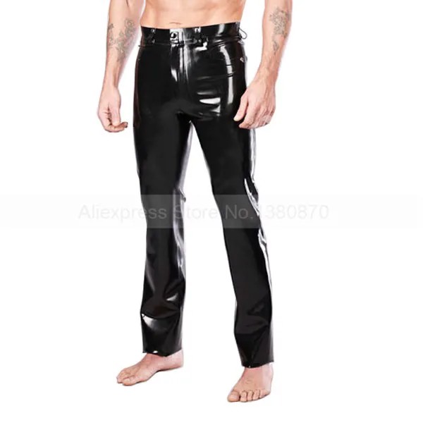 Однотонные черные сексуальные латексные мужские брюки резиновые фетиш брюки костюмы на заказ