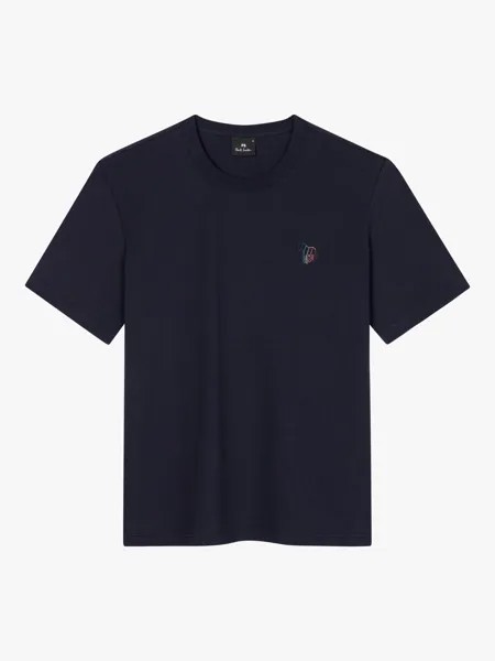 Футболка с широкой полосой и зеброй Paul Smith, темно-синий