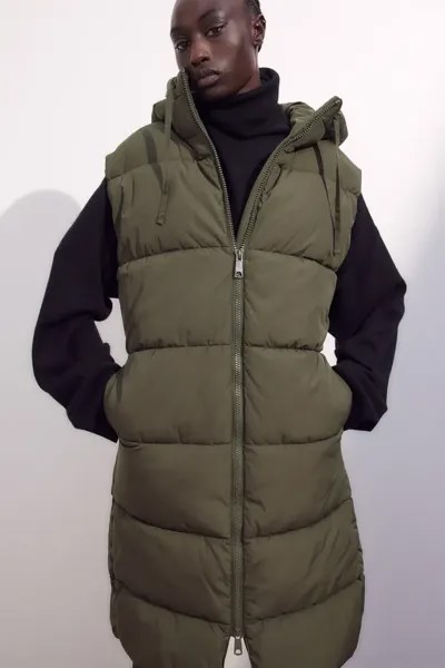 Стеганый жилет с капюшоном H&M, зеленый