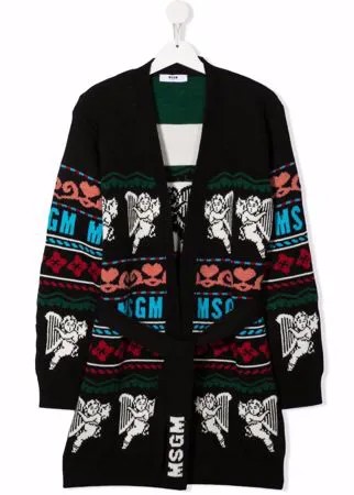 MSGM Kids кардиган с поясом