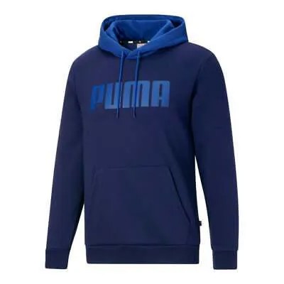 Puma Color Block Logo Pullover Hoodie Мужская синяя повседневная спортивная верхняя одежда 673728