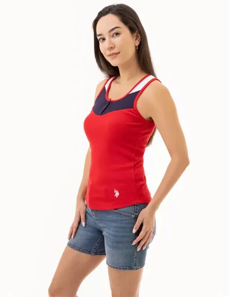Майка U.S. Polo Assn.Chevron Henley Tank, красный