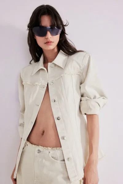 Джинсовая куртка с подплечниками H&M, бежевый