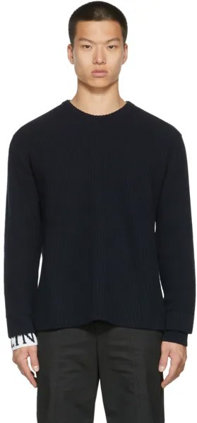 Темно-синий шерстяной свитер Valentino
