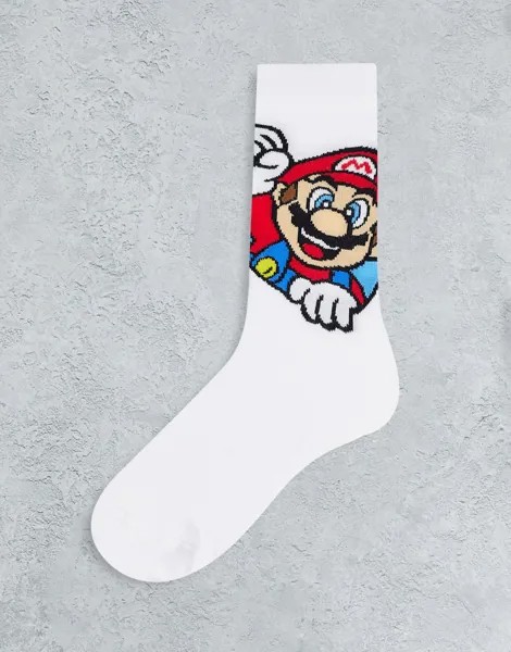 Белые носки с принтом Super Mario ASOS DESIGN-Белый