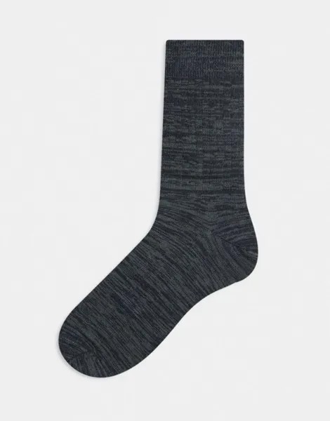 Носки в рубчик из крученой пряжи темно-серого цвета ASOS DESIGN
