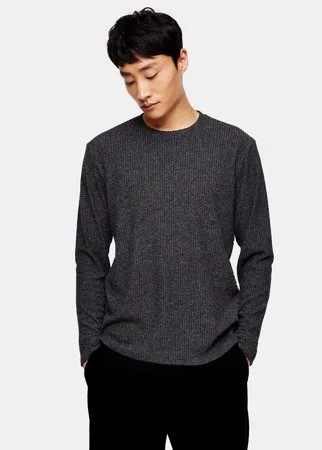 Темно-серый лонгслив в рубчик Topman