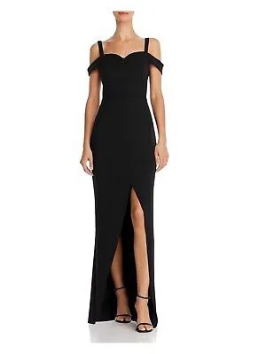Женское черное вечернее платье макси с короткими рукавами BCBG MAXAZRIA 4