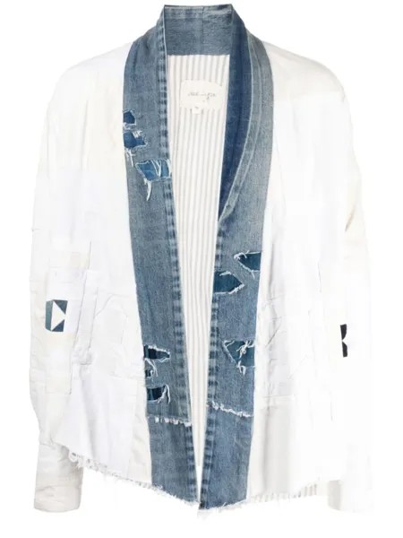 Greg Lauren пиджак без застежки, белый