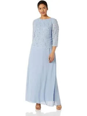 ALEX EVENINGS WOMAN Женская голубая шифоновая юбка Макси-торжественное платье Plus 20W