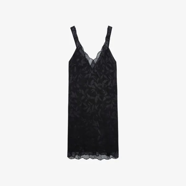 Шелковое платье мини Renelle с кружевной отделкой Zadig&Voltaire, цвет noir