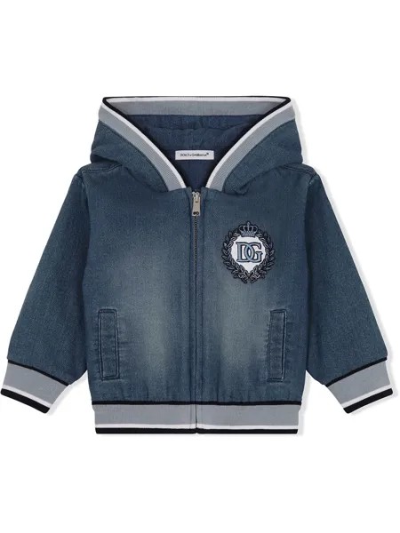 Dolce & Gabbana Kids джинсовое худи с вышитым логотипом