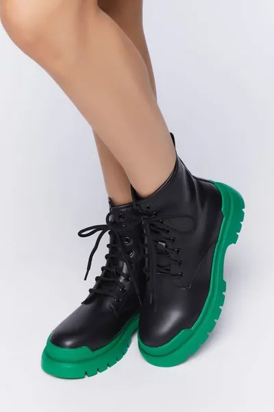 Ботинки в стиле милитари из искусственной кожи с цветными блоками Forever 21, черный