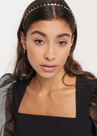 Серебристый обруч с заклепками ASOS DESIGN-Серебряный