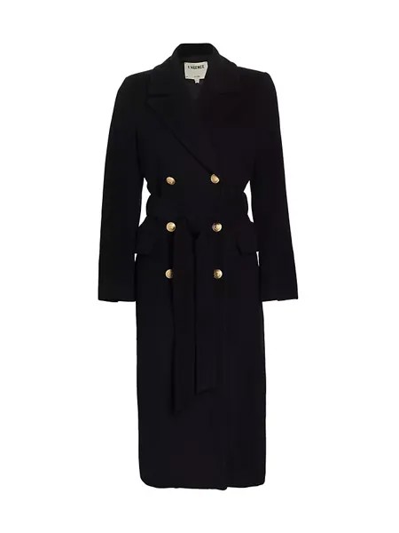 Длинное полушерстяное пальто Olina с поясом L'Agence, черный