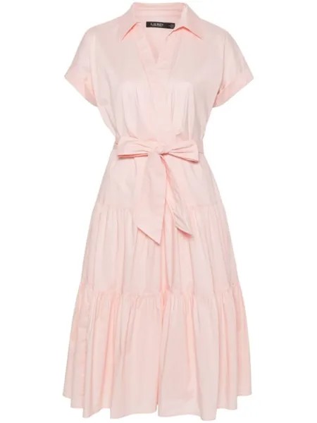 Lauren Ralph Lauren ярусное платье миди, розовый