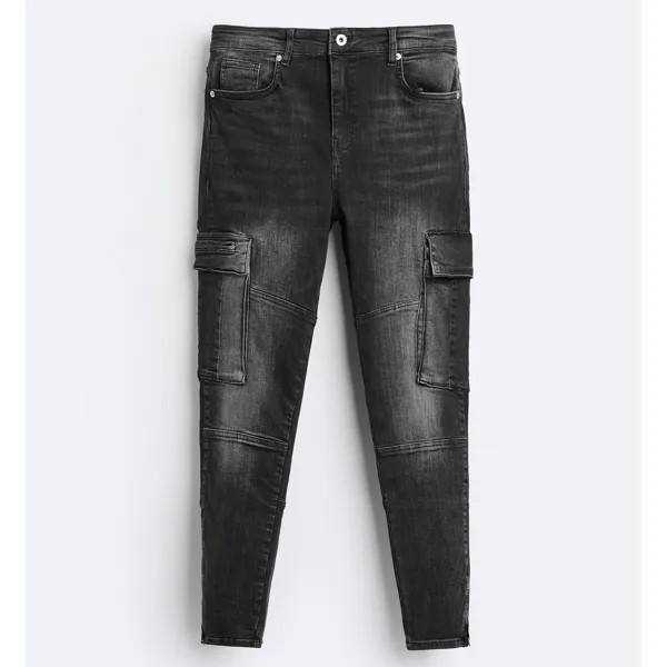 Джинсы Zara Zipped Cargo, темно-серый