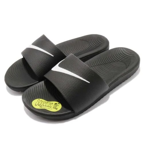 Женские спортивные сандалии Nike Kawa Slide GS PS Black White Slip On Kids 819352-001