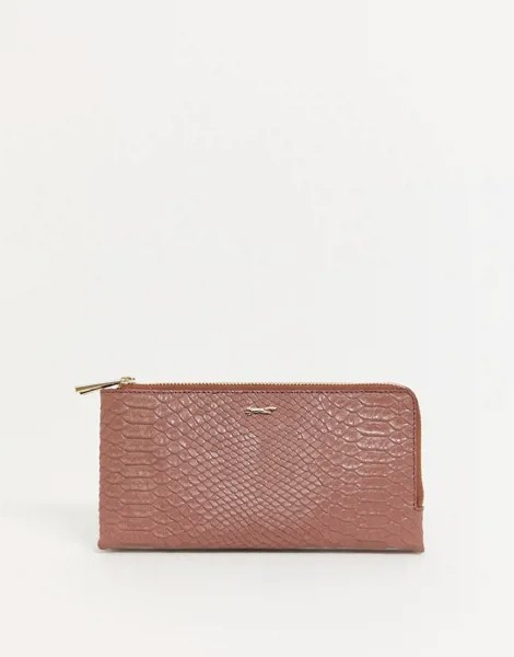 Розовый кожаный кошелек на молнии Paul Costelloe