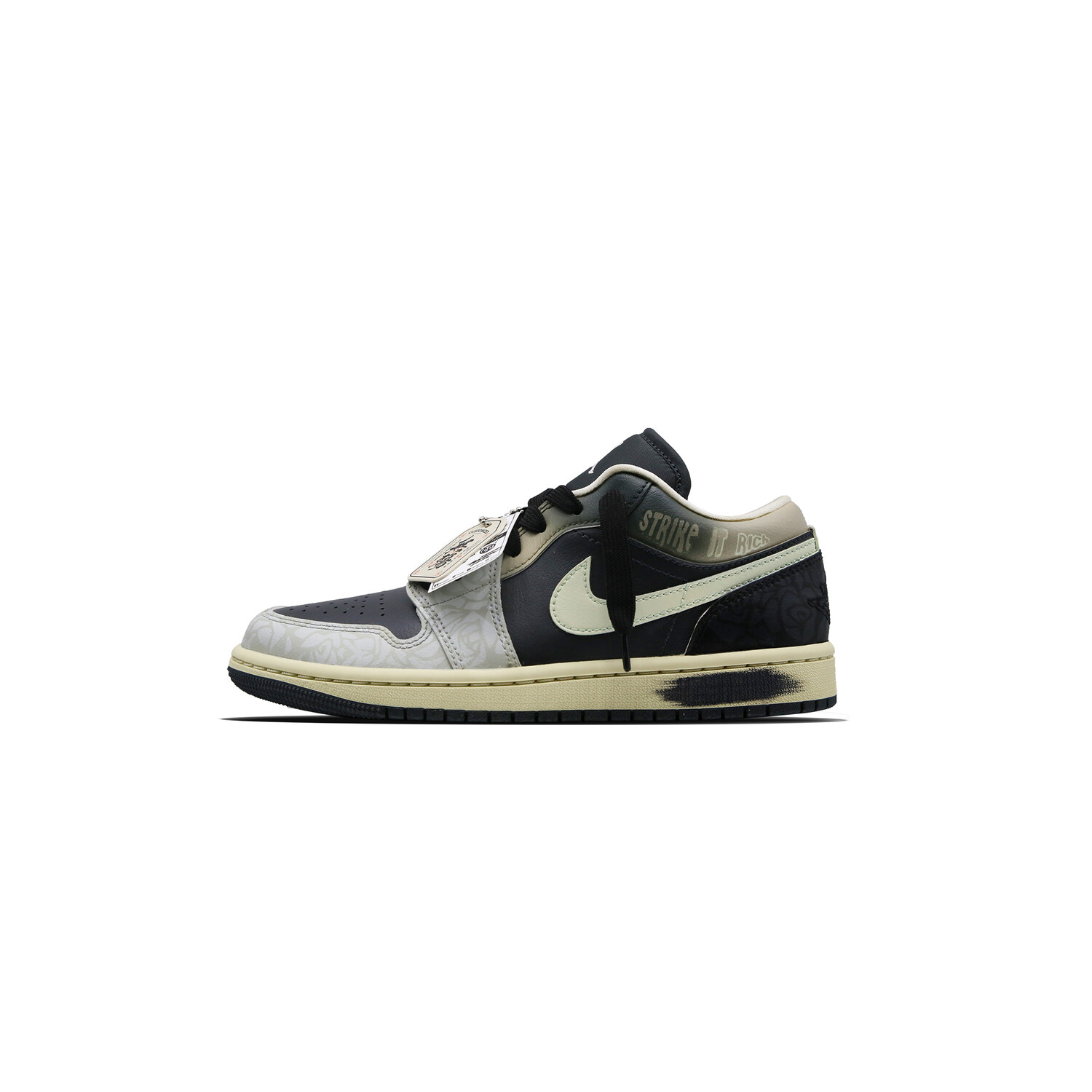 Кроссовки Jordan 1 Vintage Basketball Shoes Women's Low-top Black/grey/green, зеленый