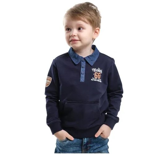 Лонгслив Mini Maxi, хлопок, футер, размер 110, синий