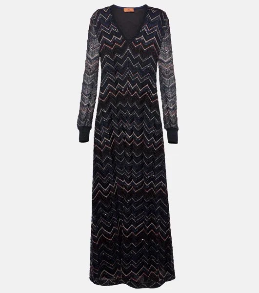 Платье макси с пайетками Zig Zag Missoni, черный