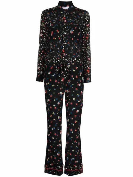 RED Valentino floral-print belted button-front jumpsuit