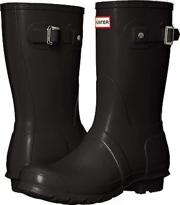 Оригинальные женские короткие дождевые ботинки Hunter BLK-10