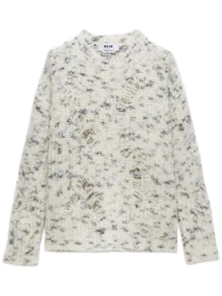 MSGM джемпер фактурной вязки с эффектом потертости, белый