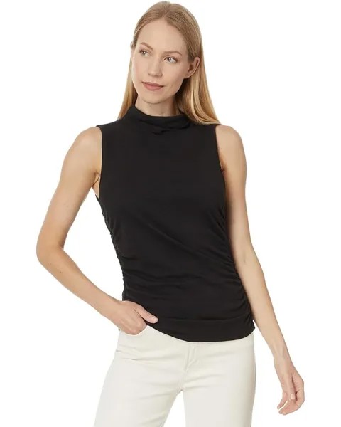 Топ Lilla P Shirred Mock Neck Tank, черный
