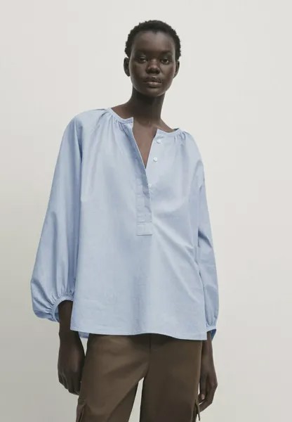 Блузка CREASED-EFFECT Massimo Dutti, цвет blue