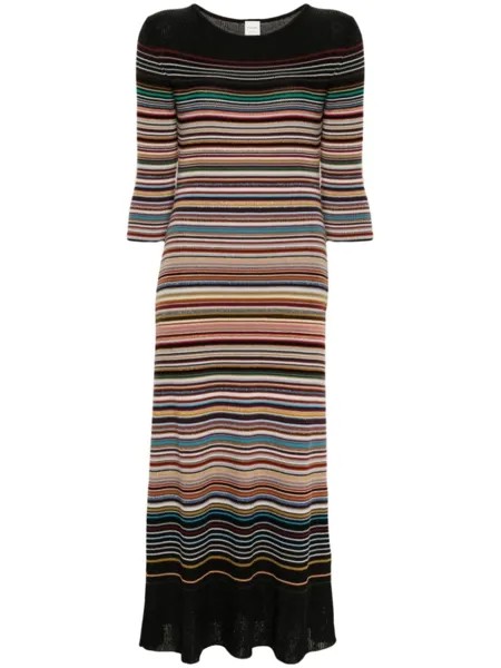 Paul Smith трикотажное платье миди в полоску Signature Stripe, черный