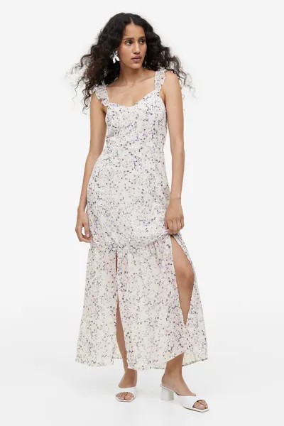 Шифоновое платье с открытой спиной H&M, белый