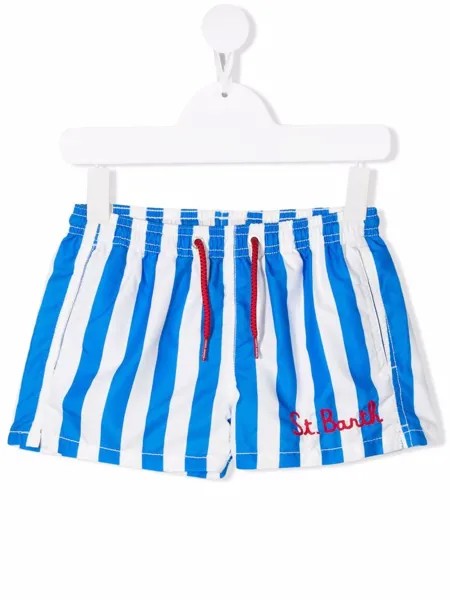 Mc2 Saint Barth Kids плавки-шорты в полоску с вышитым логотипом