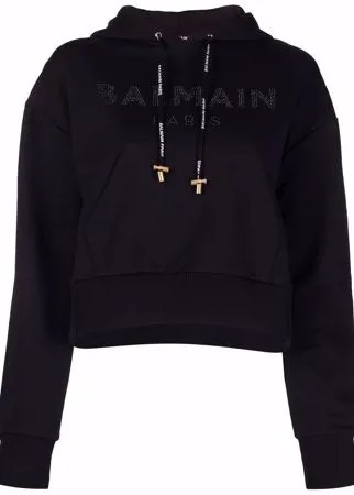 Balmain укороченное худи с заклепками и логотипом