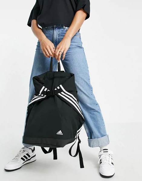 Черный рюкзак с 3 полосками adidas-Черный цвет