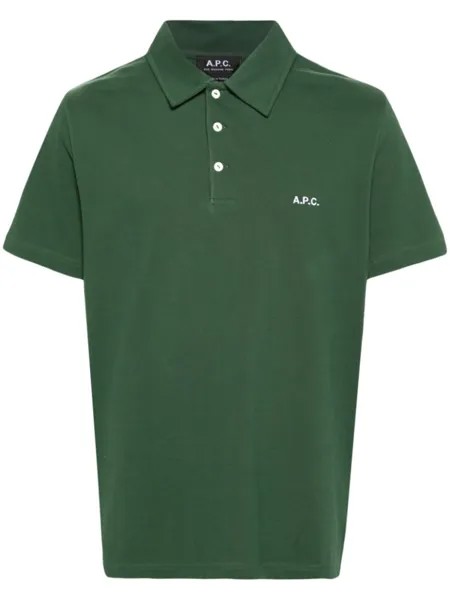 A.P.C. рубашка поло Austin с вышитым логотипом, зеленый