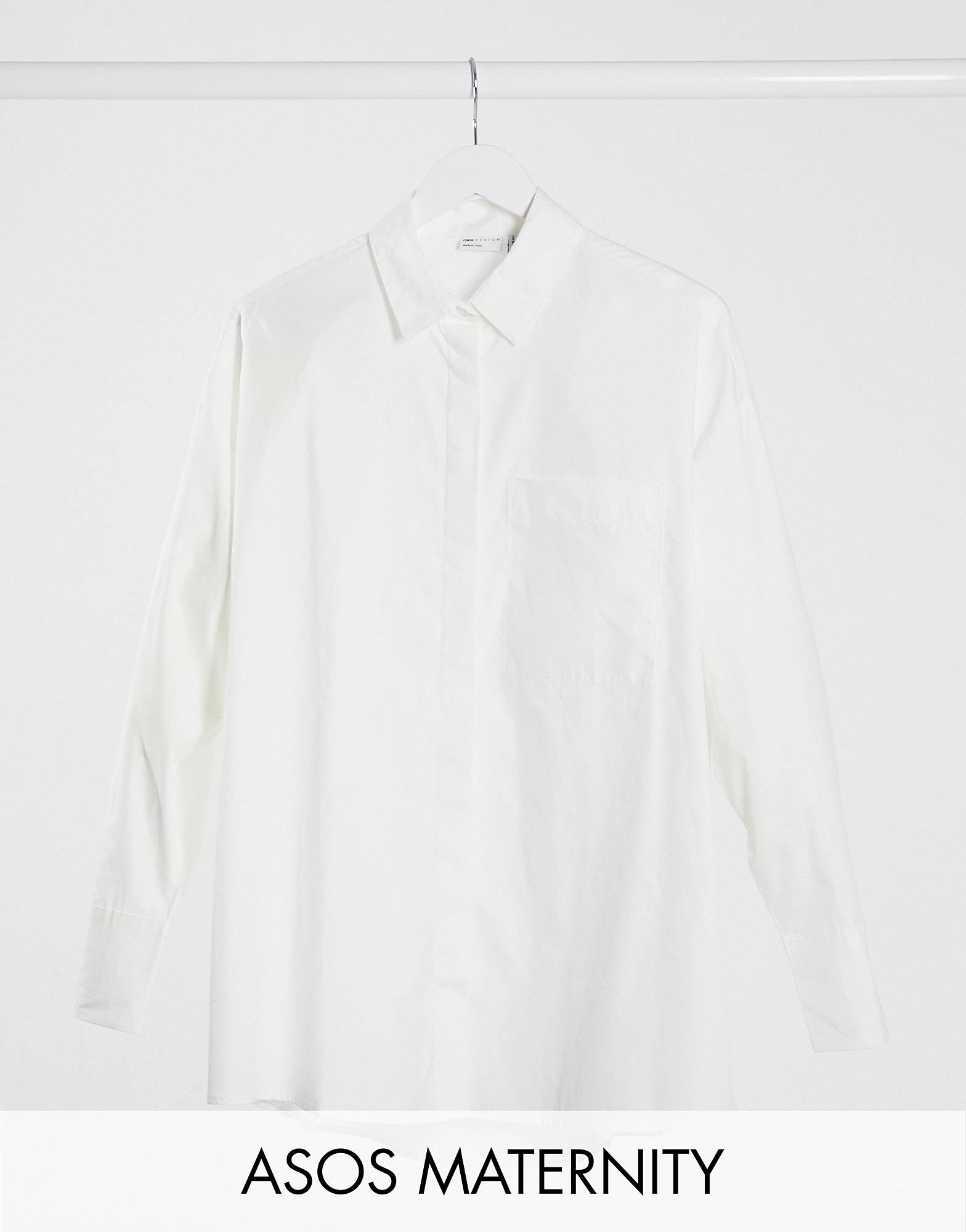 Белая хлопковая рубашка-бойфренд с длинными рукавами ASOS DESIGN Maternity