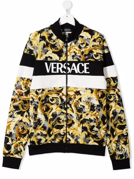 Versace Kids куртка на молнии с принтом Baroque