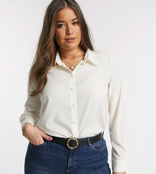 Кремовая блузка с кружевной отделкой Vero Moda Curve-Кремовый