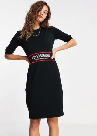 Черное облегающее жаккардовое платье мини Love Moschino Abito-Черный цвет