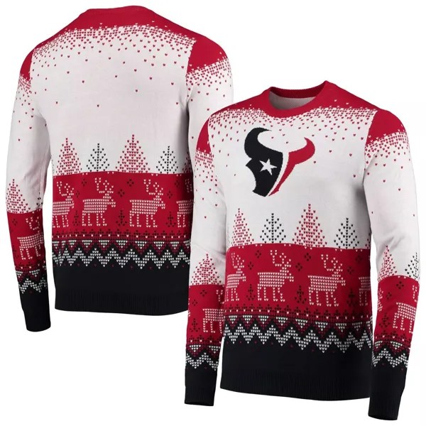 Мужской вязаный пуловер Ugly с большим логотипом FOCO White Houston Texans