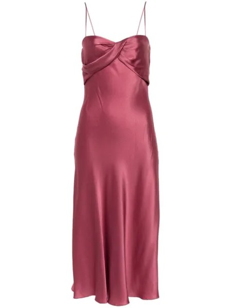 Alberta Ferretti атласное платье миди, розовый