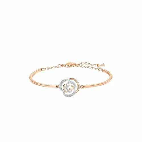 Жесткий браслет SWAROVSKI, кристаллы Swarovski, золотистый, белый