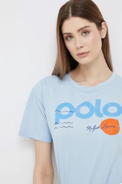 Хлопковая футболка Polo Ralph Lauren, синий