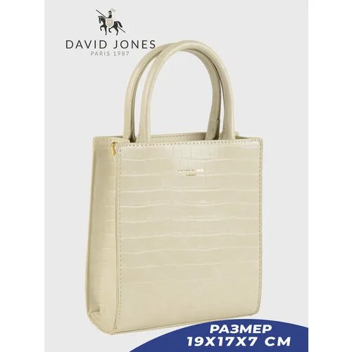 Сумка кросс-боди DAVID JONES, фактура под рептилию, светло-бежевый