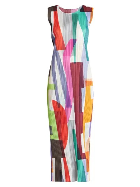 Свободное платье макси Path с плиссированной отделкой Pleats Please Issey Miyake, разноцветный