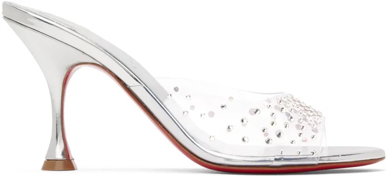 Серебряные босоножки на каблуке Degramule Strass 85 Christian Louboutin