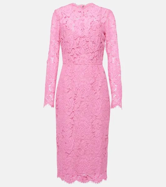 Платье миди из цветочного кружева Dolce&Gabbana, розовый